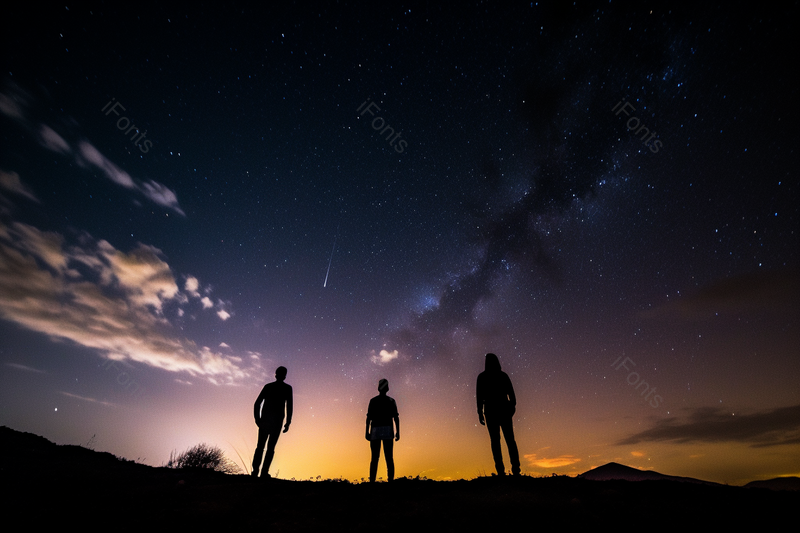 星空下的人们人物剪影户外摄影励志广告宣传背景图,高清,摄影图,摄影图片,图片大全,摄影图免费下载